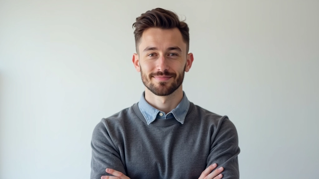Person in business casual attire, upper body shot, confident posture, professional headshot style lighting